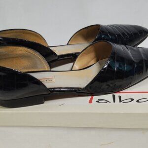 TALBOTS Black Patent Moc Croc Slip On Shoes Flats US Size 10 M